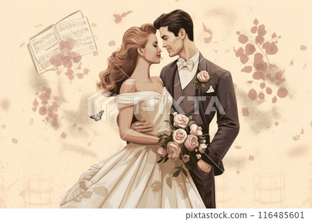 Beautiful wedding couple of groom and bride Beautiful wedding couple of groom and bride 116485601