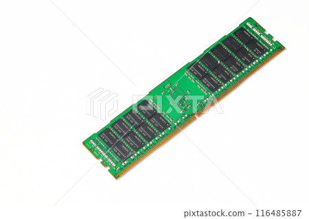 DDR4 ECC ram, High performance DDR RAM memory and memory controller module for computer server or workstation isolated on white background. 116485887