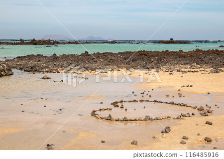 Heart made of stones, Lanzarote, Spain Heart made of stones, Lanzarote, Spain 116485916