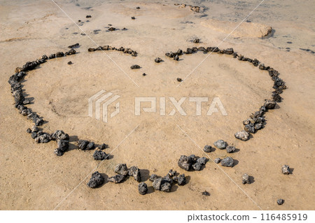 Heart made of stones, Lanzarote, Spain 116485919