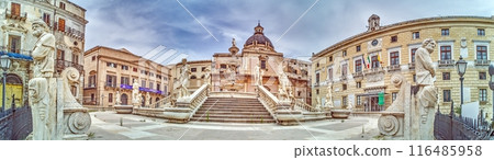 Panoramic picture of the church Chiesa di San Domenico without people in the Sicilian city of Palermo Panoramic picture of the church Chiesa di San Domenico without people in the Sicilian city of Palermo 116485958