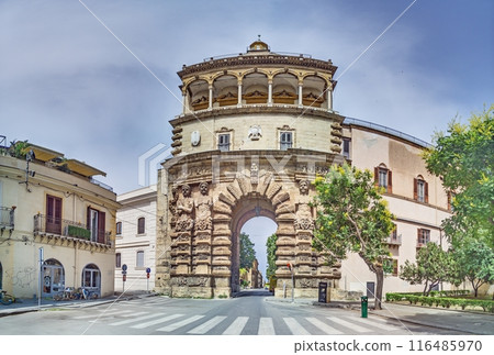 Panoramic picture of the Porta Nuova in the Sicilian city of Palermo without people Panoramic picture of the Porta Nuova in the Sicilian city of Palermo without people 116485970