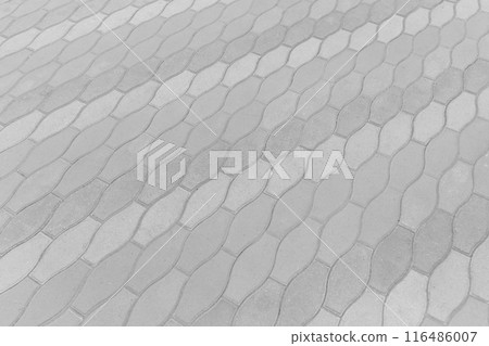 Light Grey Paving Stone Floor Tile Street Pattern Texture Background Mosaic Urban Road City Abstract Structure 116486007