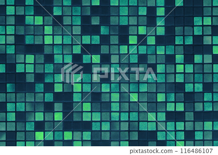 Ceramic Dark Aquamarine Mosaic Tile Square Color Wall Texture Background Bathroom Toilet Floor Bath 116486107