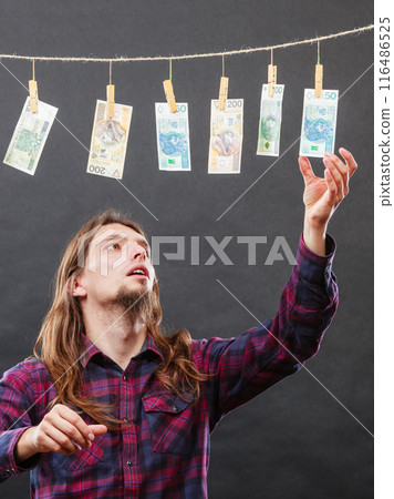 Man verify money cash Man verify money cash 116486525