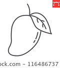 Mango line icon, fresh and fruit, mango fruit vector icon, vector graphics, editable stroke outline sign, eps 10 116486737