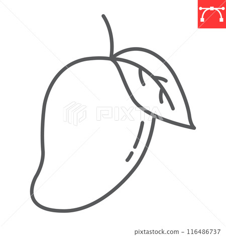 Mango line icon, fresh and fruit, mango fruit vector icon, vector graphics, editable stroke outline sign, eps 10 116486737