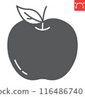 Apple glyph icon, fresh and fruit, apple vector icon, vector graphics, editable stroke solid sign, eps 10 116486740