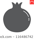 Pomegranate glyph icon, fresh and fruit, pomegranate vector icon, vector graphics, editable stroke solid sign, eps 10. 116486742