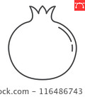 Pomegranate line icon, fresh and fruit, pomegranate vector icon, vector graphics, editable stroke outline sign, eps 10 116486743