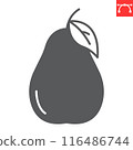 Pear glyph icon, fresh and fruit, pear vector icon, vector graphics, editable stroke solid sign, eps 10. 116486744