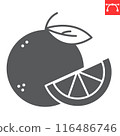 Orange fruit glyph icon, fresh and fruit, orange vector icon, vector graphics, editable stroke solid sign, eps 10. 116486746