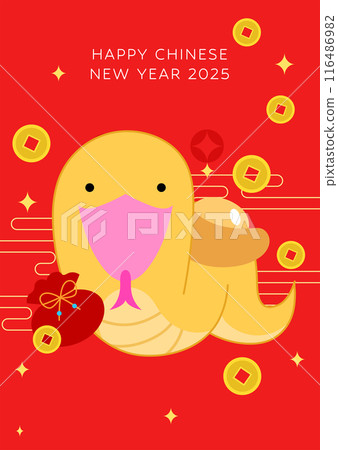 Cute chinese zodiac snake with gold coins Cute chinese zodiac snake with gold coins 116486982
