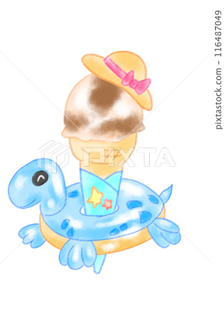 Ice cream that fits perfectly in a swim ring 116487049