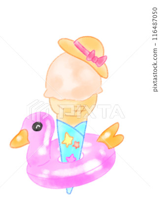 Ice cream that fits perfectly in a swim ring 116487050
