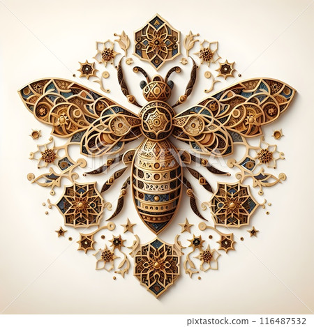 A beautiful piece of Arabic art in the shape of a beautiful bee. A beautiful piece of Arabic art in the shape of a beautiful bee. 116487532