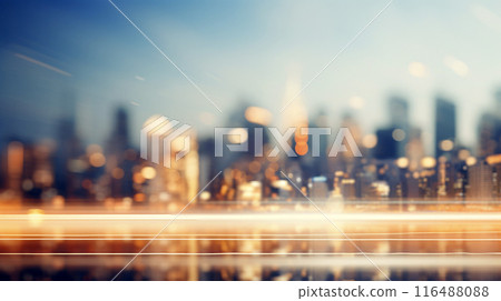 Twilight Cityscape With Blurred Lights 116488088