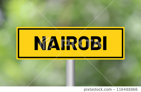 Nairobi road sign on blur background Nairobi road sign on blur background 116488866