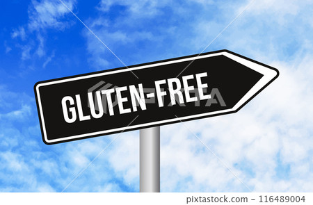 Gluten free road sign on cloudy sky background 116489004