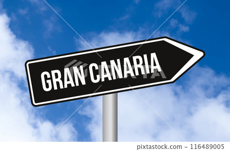 Gran canaria road sign on cloudy sky background 116489005