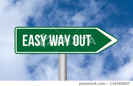 Easy way out road sign on blue sky background 116489087