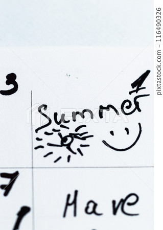 Summer Calendar Schedule with summer beach 116490326