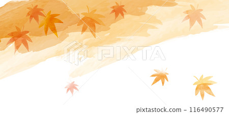 Orange watercolor autumn leaves background material Orange watercolor autumn leaves background material 116490577