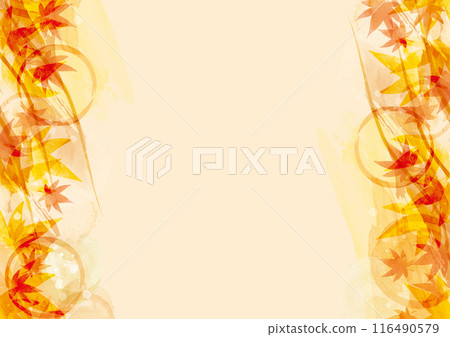 Orange watercolor autumn leaves background material Orange watercolor autumn leaves background material 116490579