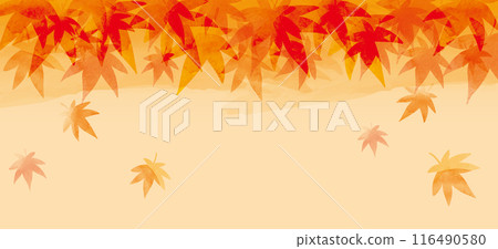 橘色水彩秋葉背景材質 橘色水彩秋葉背景材質 116490580