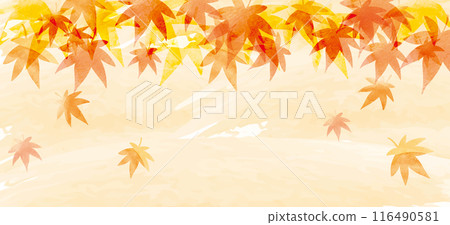 橘色水彩秋葉背景材質 橘色水彩秋葉背景材質 116490581