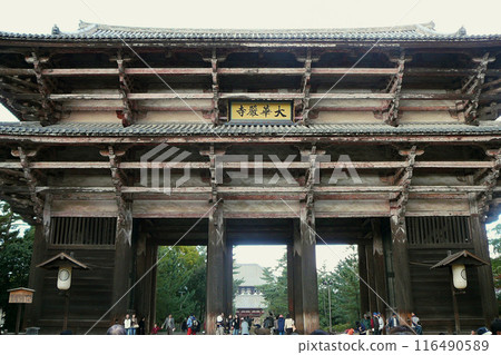 World Heritage Site Todaiji Temple / Tourists at the National Treasure Nandaimon Gate [Nationally Designated Historic Site] Nara Prefecture 116490589