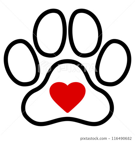 Dog paw print and heart icon Dog paw print and heart icon 116490682