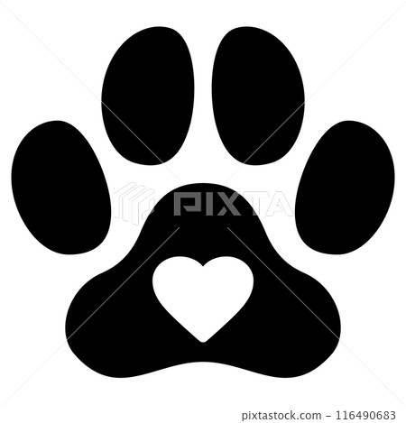 Dog paw print and heart icon Dog paw print and heart icon 116490683