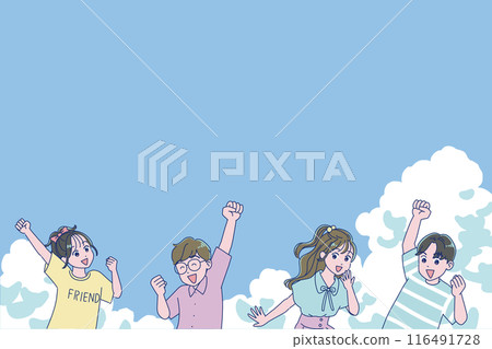 Smiling boy and girl posing in fist pump 116491728