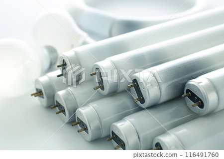 Group photo of blackened used fluorescent lamps Group photo of blackened used fluorescent lamps 116491760