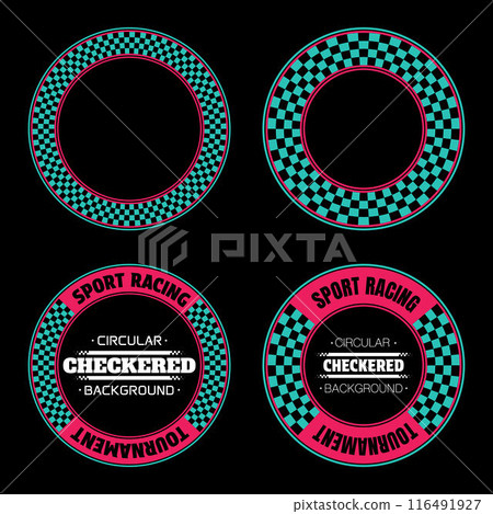Circle color checkered text labels 116491927