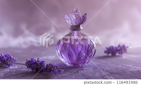 Perfume bottle and lavender 116491980