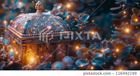 奇幻世界中藏有寶藏的寶箱人工智慧生成的圖像 116492199