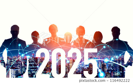 Multinational people and networks 2025 New Year image Business New Year's card material 116492222