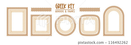 Greek key pattern, seamless borders collection Greek key pattern, seamless borders collection 116492262