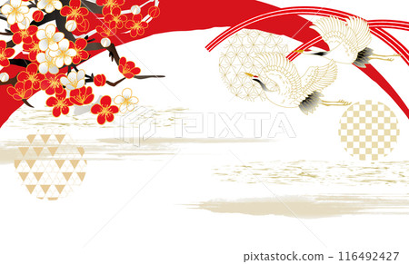 Beautiful Japanese pattern background material New Year's card material Beautiful Japanese pattern background material New Year's card material 116492427