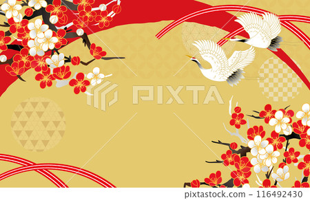美麗的日式圖案背景素材新年賀卡素材 116492430