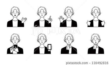 Icon set of men in various poses Icon set of men in various poses 116492816