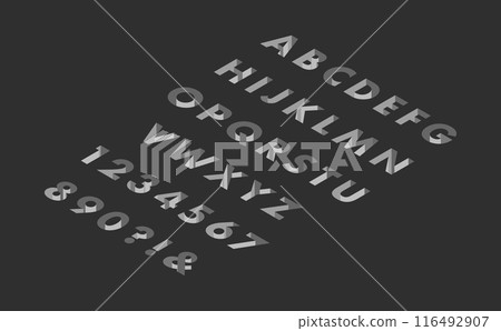 Isometric font recessed right (black) Isometric font recessed right (black) 116492907