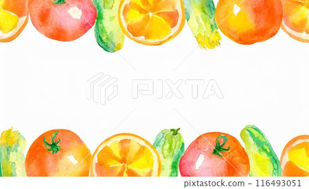 新鮮蔬菜水彩插畫框架（AI生成素材） 116493051