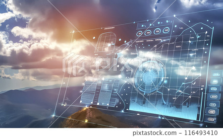 CG material: Weather data and landscape background image material 116493410