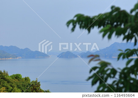 The border between Hiroshima and Ehime prefectures as seen from Oshiba Island 116493604