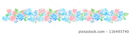 Blue and pink rose flower arrangement watercolor illustration Blue and pink rose flower arrangement watercolor illustration 116493740