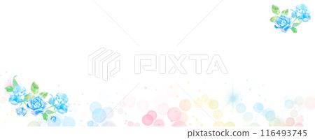 Blue rose flower arrangement watercolor background frame Blue rose flower arrangement watercolor background frame 116493745