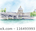 Scenery around the Pont des Arts bridge in Paris 116493993